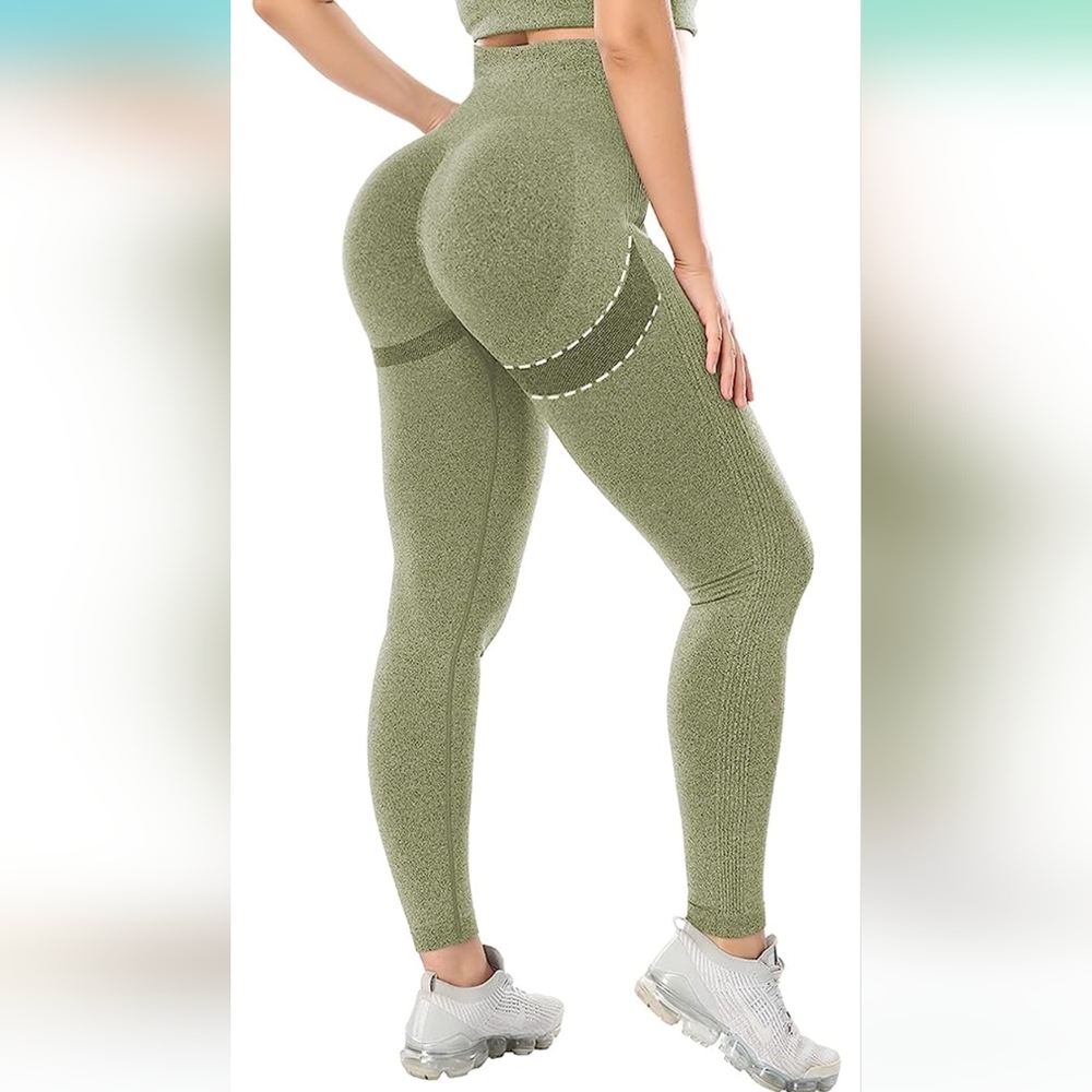 COMFREE Scrunch Butt Lifting Leggings Seamless High Waist Ruched Size Medium